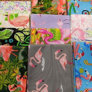 12 Assorted Flamingo Pink Comical Fat Quarters New Fabric